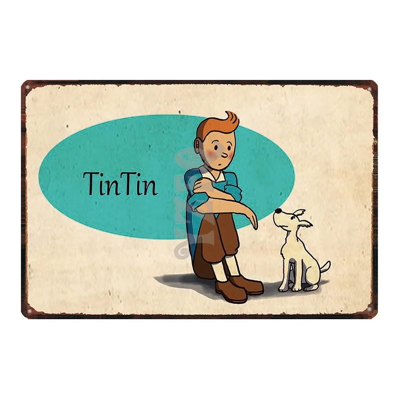 Tintin мультфильм Mteal знак табличка Металл Винтаж кафе дома искусство детская комната Настенный декор уникальный подарок Куадрос DU-2548 - Цвет: DU2541