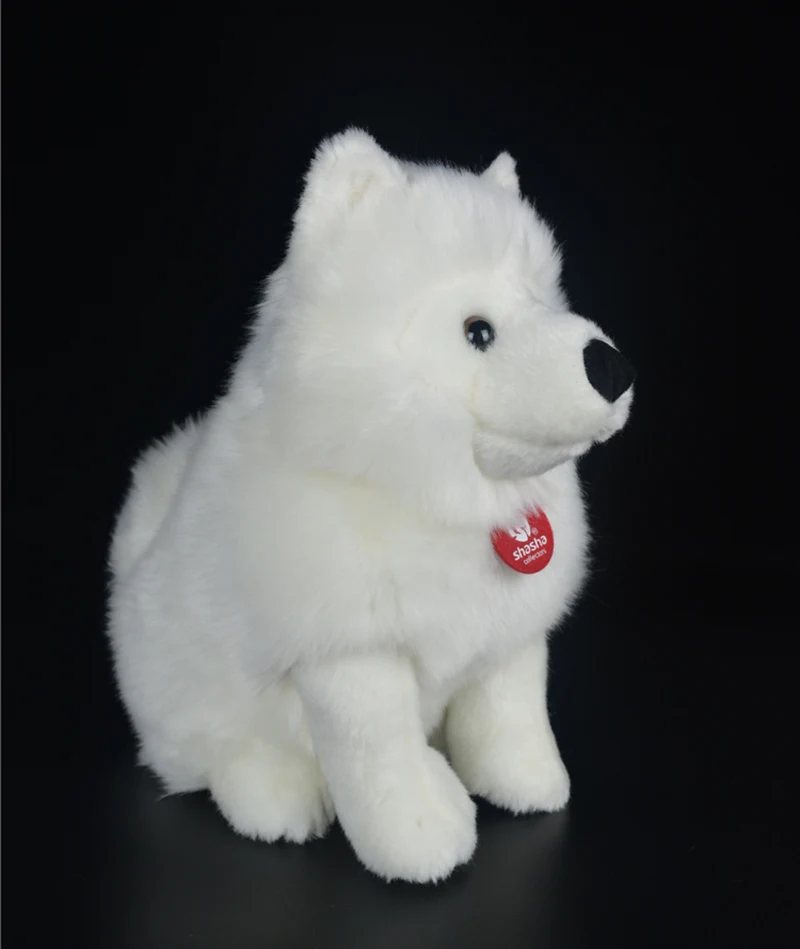 Brinquedos de Pelúcia Brinquedo de Pelúcia Filhote de Cachorro Animais de Pelúcia Presentes de Natal Lifelike Samoyed Bonito Simulação Cão Branco Brinquedo Aniversário 28cm 4 Cheap Animais de pelúcia