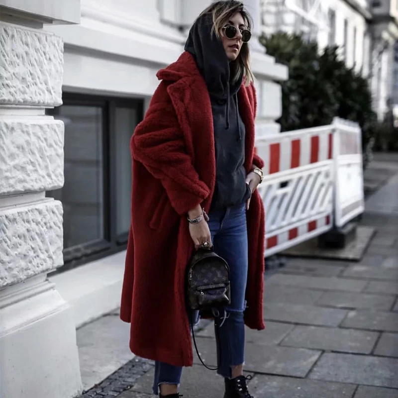 Fashion Women Faux Fur Coat 2018 Winter Faux Teddy Coat Long Fur Coat Thick Warm Jacket Plus Size Outwear