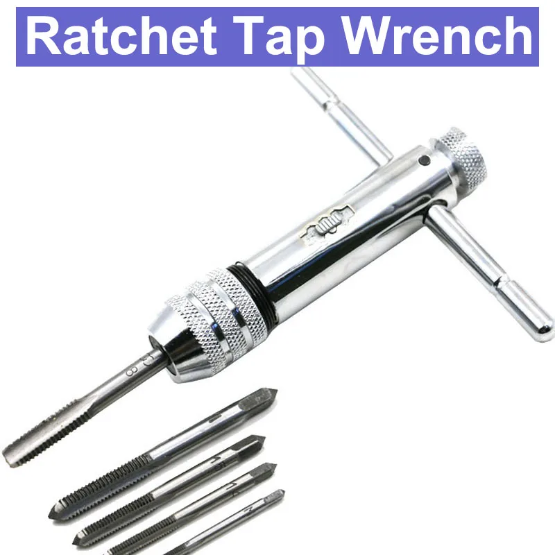 Ratchet Tap Wrench T Handle Bar Type Screw Thread Tool M5-M12 