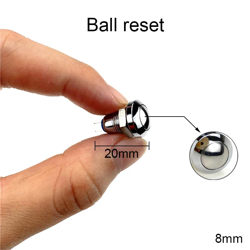 8 мм IP67 металлическая нажимная Водонепроницаемая кнопка переключателя моментальная Перезагрузка круглая форма Лифт Автоматическое Сиденье нагревательные переключатели - Цвет: Ball reset