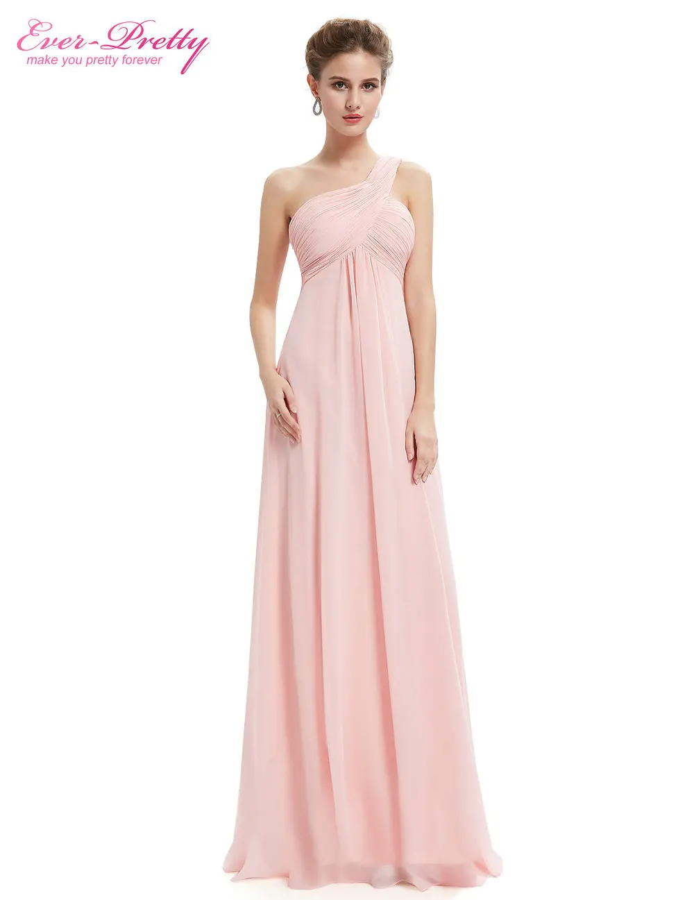 Вечерние платья 9816 линия одно плечо оборками мягкий длинные де феста лонго вечернее платье свадебные платья - Цвет: Pink