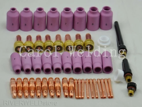 

Promotion! TIG Gas Lens KIT Nozzle Collet Body Welding materials Long custom FIT WP 17 18 26 Series, 51PK