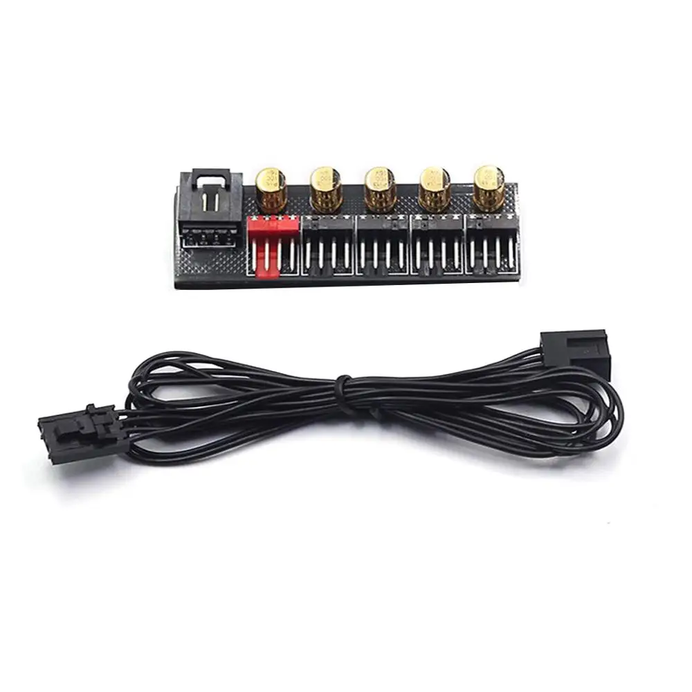 

1 to 5 4 pins Chassis Cooling Fan RGB Motherboard Synchronization Hub Power Cable Hub Splitter Adapter with 40cm PWM Cable