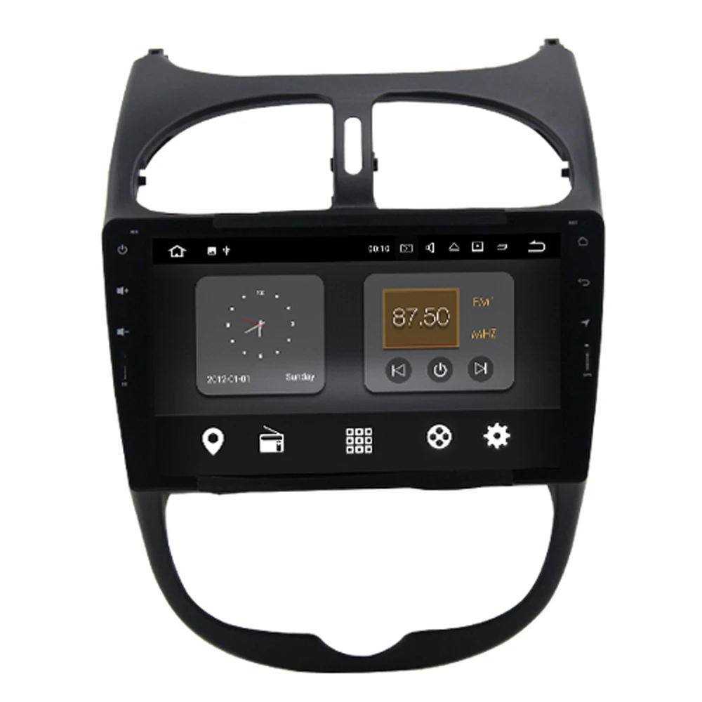 Clearance 9 inch full touch screen Quad-core android 7.1 car radio GPS multimedia for Peugeot 206 2000-2016 with WiFi 3G Bluetooth USB 1