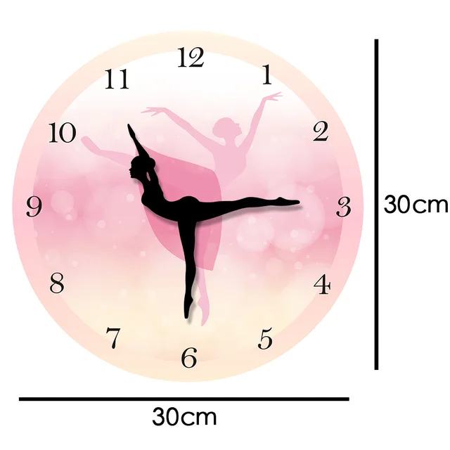 Girl Bedroom Decor Ballet Girl Princess Pink Wall Clock Baby Girl Dancing Wall Clock Ballerina Moving