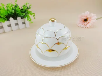 

Hotel restaurant ceramic tableware bone lotus wing stew water cup nest soup steamed dessert cup