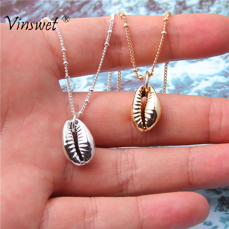 

Trendy Gold Silver Color Conch Shell Necklaces for Women Seashell Shape Pendant Simple Seashell Ocean Beach Boho Jewelry