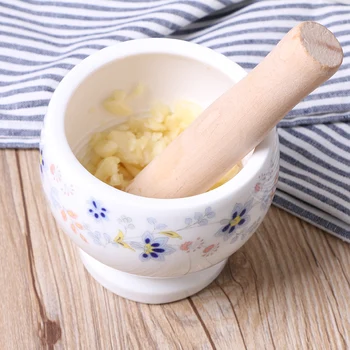 

1/PCS New ceramic mashed ground salt and pepper grinder Pugging Pot Herb Mills wood smashed garlic pot grinding tool