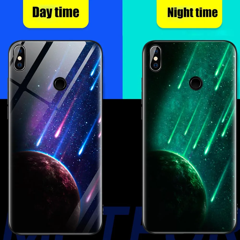 Luminous Tempered Glass Case For Xiaomi Mi 8 SE A1 A2 Lite MiX3 Max 2 3 Case on Redmi Note 5 Pro 4X Case Redmi 5 Plus 6 6A Cover (14)