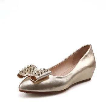

Rivet Shoes Increased Internal Women Pumps Shoes Heel Women Med Heel Shoes Slip On