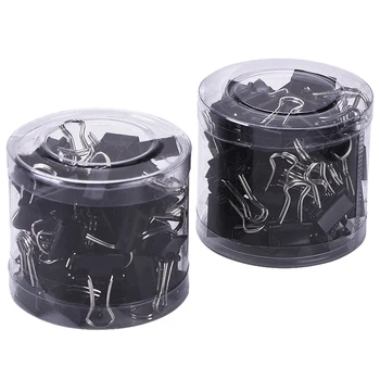 

80PCS Mini Metal Paper Binder Clips, Black+Silver (19 mm)