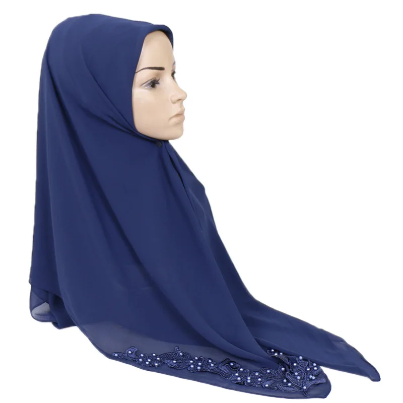 

Muslim high quality chiffon scarf Southeast Asia pair flower headdress hijab scarf Large square scarves