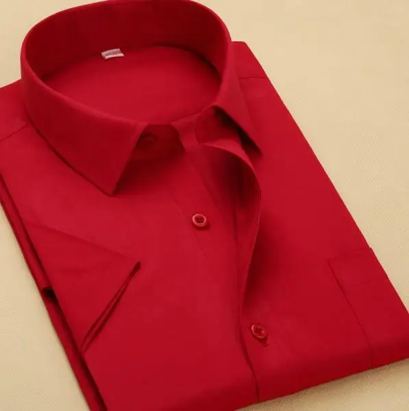 Qisha Мужская модная летняя деловая рубашка с коротким рукавом, цвета: золотой, белый, черный, мужская рубашка для работы, одажда для малышей из Китая 1XXX - Цвет: DX1202 wine red