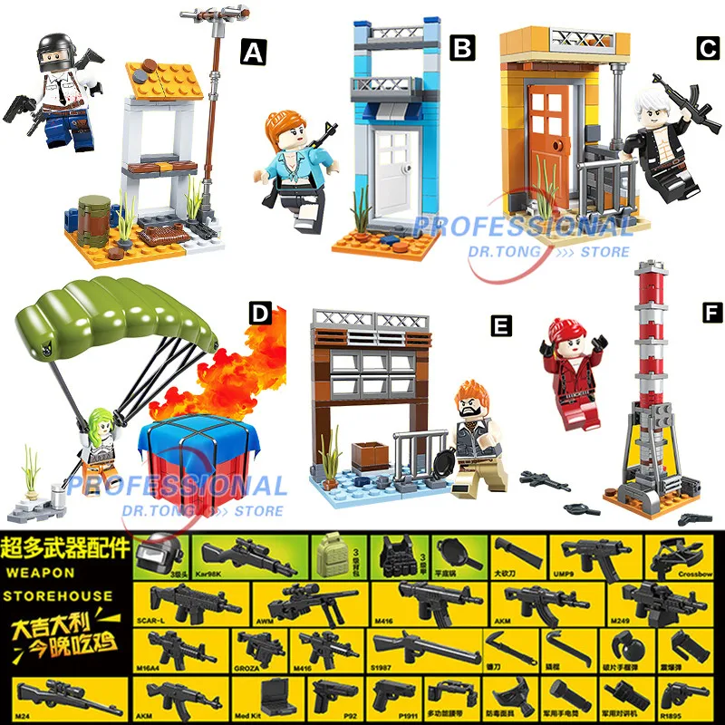 

DR.TONG PUBG FPS Game MILITARY Winner Winner Chicken Dinner Army Soldier Building Blocks Figure Educational Toys Gifs D100048