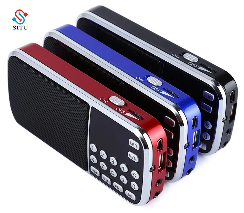 

L-088 Portable FM Radio Speaker Digital Stereo Mini Music Player with TF Card USB AUX Input Sound Box With Flashlight