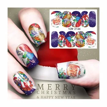 WUF 1 Sheet Nail Christmas Sticker Hot DIY Designs Nail Art Beauty Flower Water Stickers Nails Decoration Decals Tools 2144