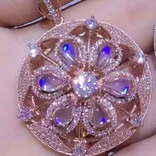 Натуральный лунный камень синего цвета камень кулон 925 серебро натуральный драгоценный камень кулон ожерелье модный большой шар для женщин Девушка ювелирные изделия