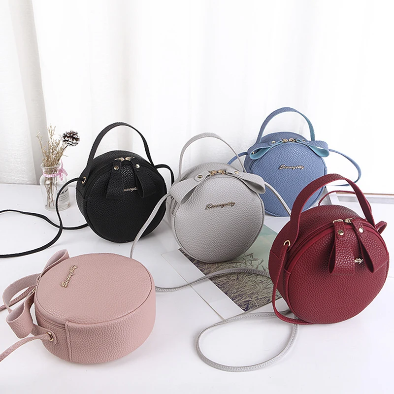 2019 New Fashion Circular Handbag PU Leather Lady Crossbody Bag Women Bag Simple Design Messenger Bag