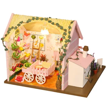 D031 DIY flower shop Miniatura Wooden Doll House Furniture Dollhouse Miniature Puzzle Toy Model Kits Christmas gift D031 DIY flower shop Miniatura Wooden Doll House Furniture Dollhouse Miniature Puzzle Toy Model Kits Christmas gift