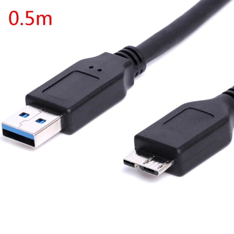 50/100cm USB 3.0 Cable Plastic Black Mini USB Male A To Micro B Data Cables Cord Lead For External Hard Drive Disk