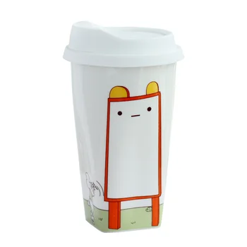 

300ml Fashion Double Wall Ceramic Message Reminder Cup with Silicone Lid Writable insulated cup Travel Coffee Cup