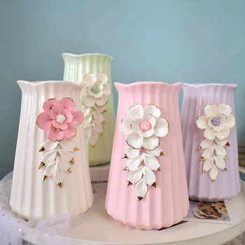 

rose nordic ceramic porcelain vase flower vases for party birthday homes wedding decoration accessories white green purple pink