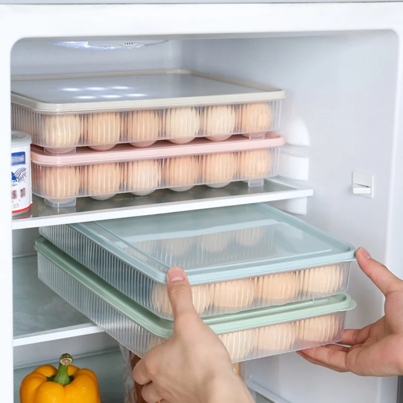 

1 Pc Kitchen Egg Storage Box 24 Grid Egg Box Food Container Organizer Boxes For Storage Double Layer Multifunctional Egg Crisper