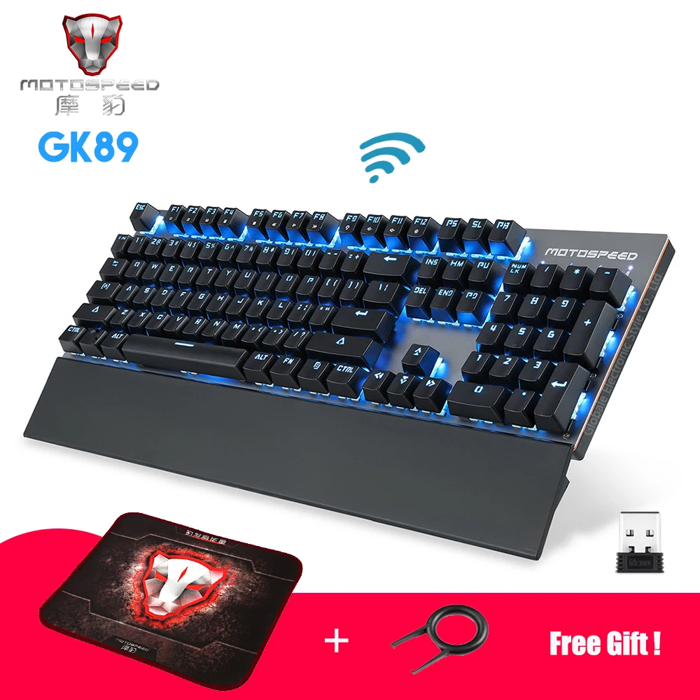

Original Motospeed GK89 Wireless Mechanical Keyboard with Backlight 2.4GHz USB Computer Gaming Keyboard 104 Keys PK CK104