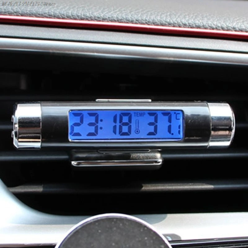 

Car Air Outlet Thermometer Electronic Clock LED Digital Display Air outlet Blue Backlight Clock