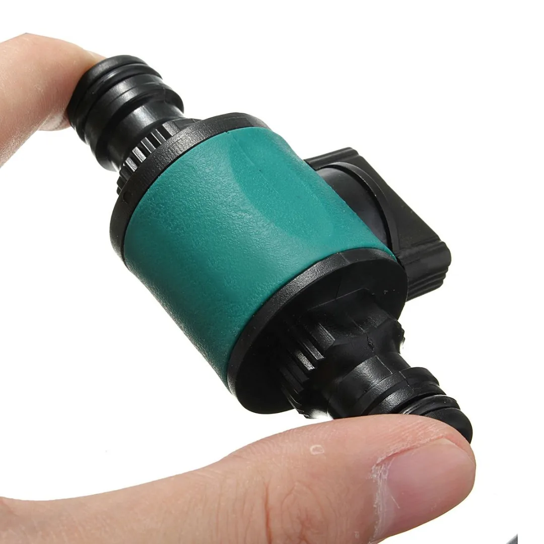 1/2" 2-Way Connector Shut-off Garden Hose Water Pipe with Quick ABS Green Nonslip Outdoor Garden Valve