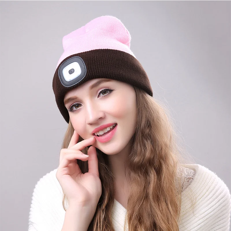

Multiple Colors Available LED Headlamp Knit Cap Outdoor Climbing Adventure Glowing Caps Portable Spotlight Hat Head Flashlight
