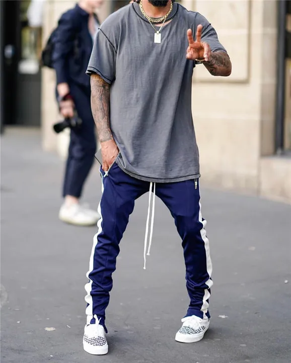 

2018 new Best Quality hiphop brand Striped Zipper fog fifth season retro movement trousers Men women Fashion pants 5 color M-XXL