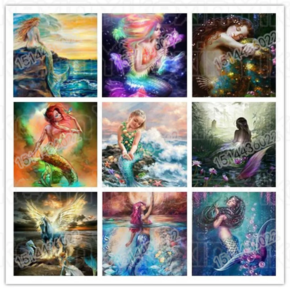 

Round diamond diamond embroidery mermaid diamond painting cross stitch rhinestone 2019 art decoration