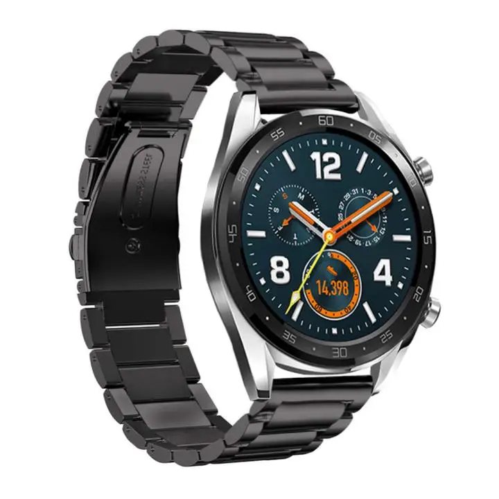 2 в 1 для Huawei Watch GT Active металлический ремешок из нержавеющей стали натуральной кожи
