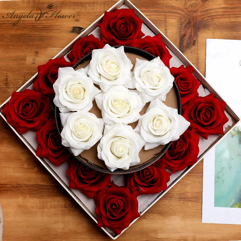 

New artificial flower high-end moisturizing rose head DIY wedding decor flower wall arrangement road guide silk rose 30pcs/lot