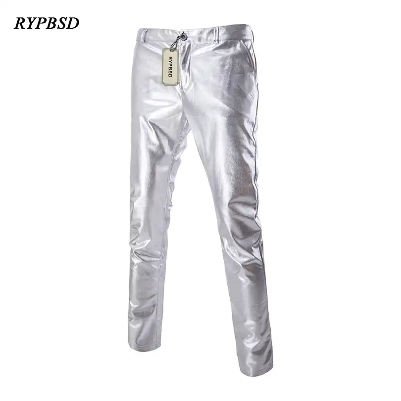 silver leather pants