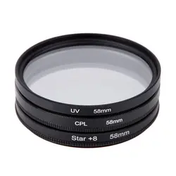 58 мм набор фильтров UV + CPL + Звезда 8-точка фильтр комплект для Canon Nikon sony