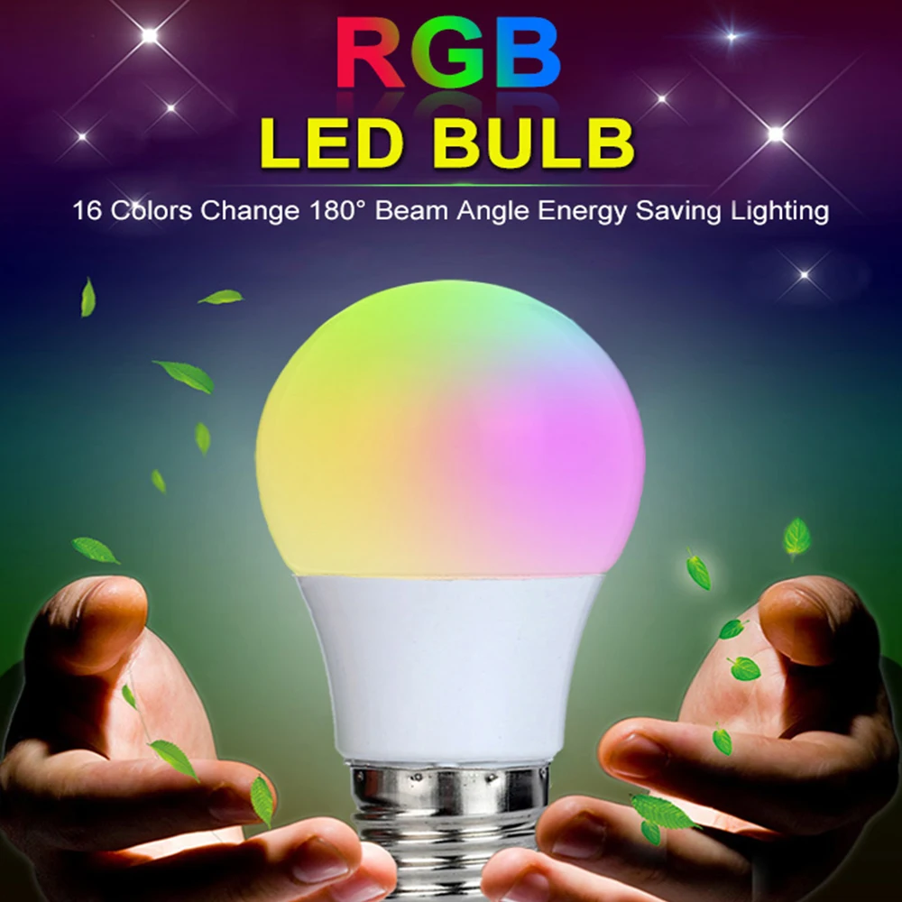 Лампа светодиодная с пультом дистанционного управления 3 Вт E27 16 цветов|lamp with