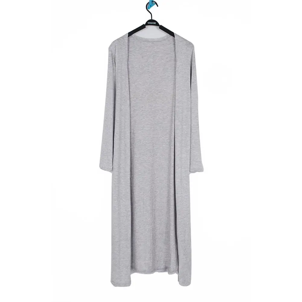 9 Colors Women's Casual Long Modal Cotton Soft Simple Color Cover up Round Free Size Loose Thin Cardigan
