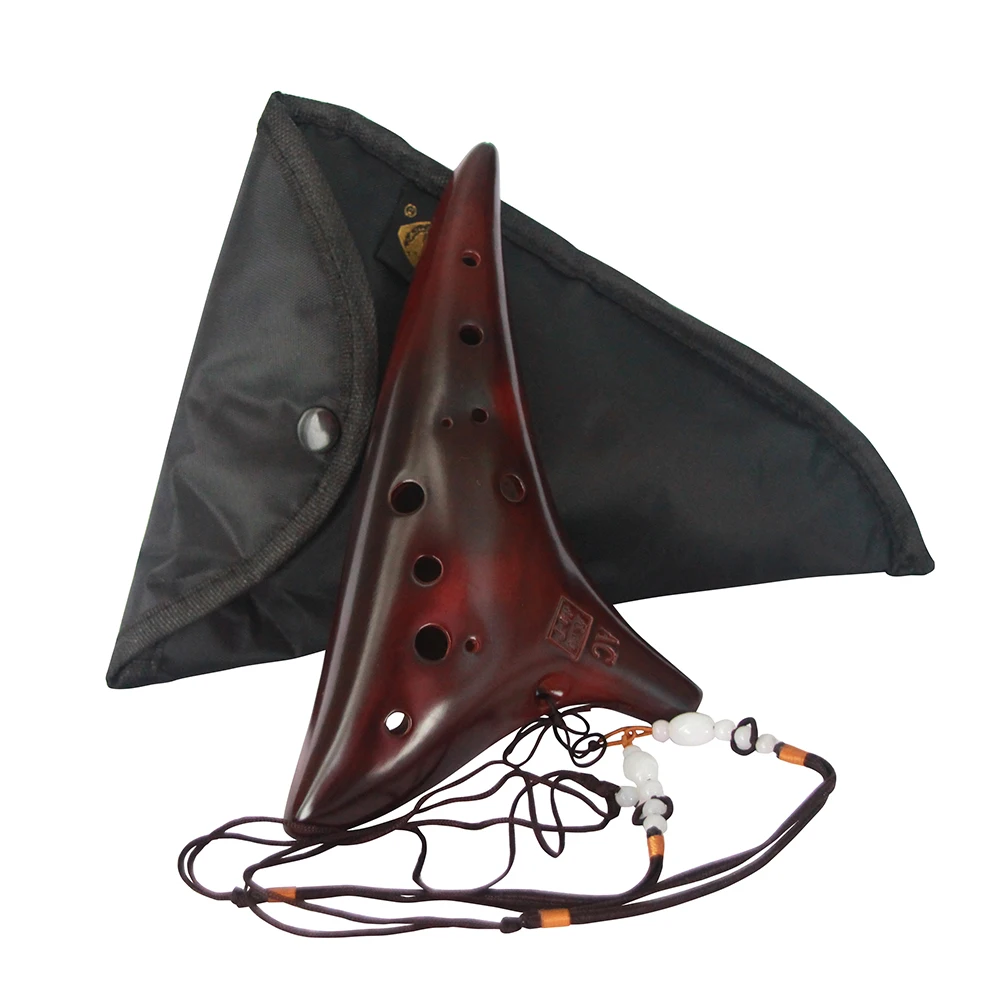 

MoonEmbassy Ocarina Flute 12 Hole Strawfired Smoked Professional Alto C Ocarina with Neck Strap&Carrying case