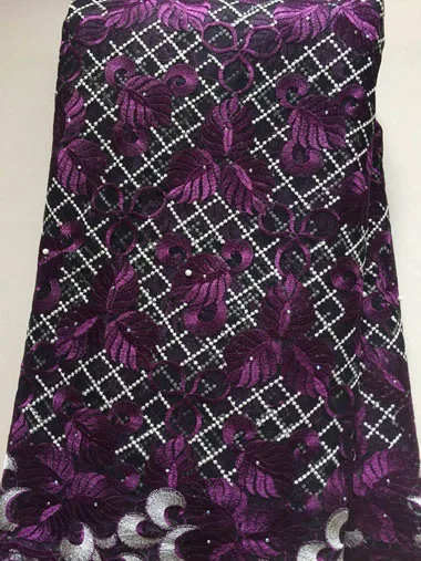 

magenta african lace fabric 2019 high quality lace french mesh fabric beaded stone nigerian swiss lace fabric for dress HLL3300