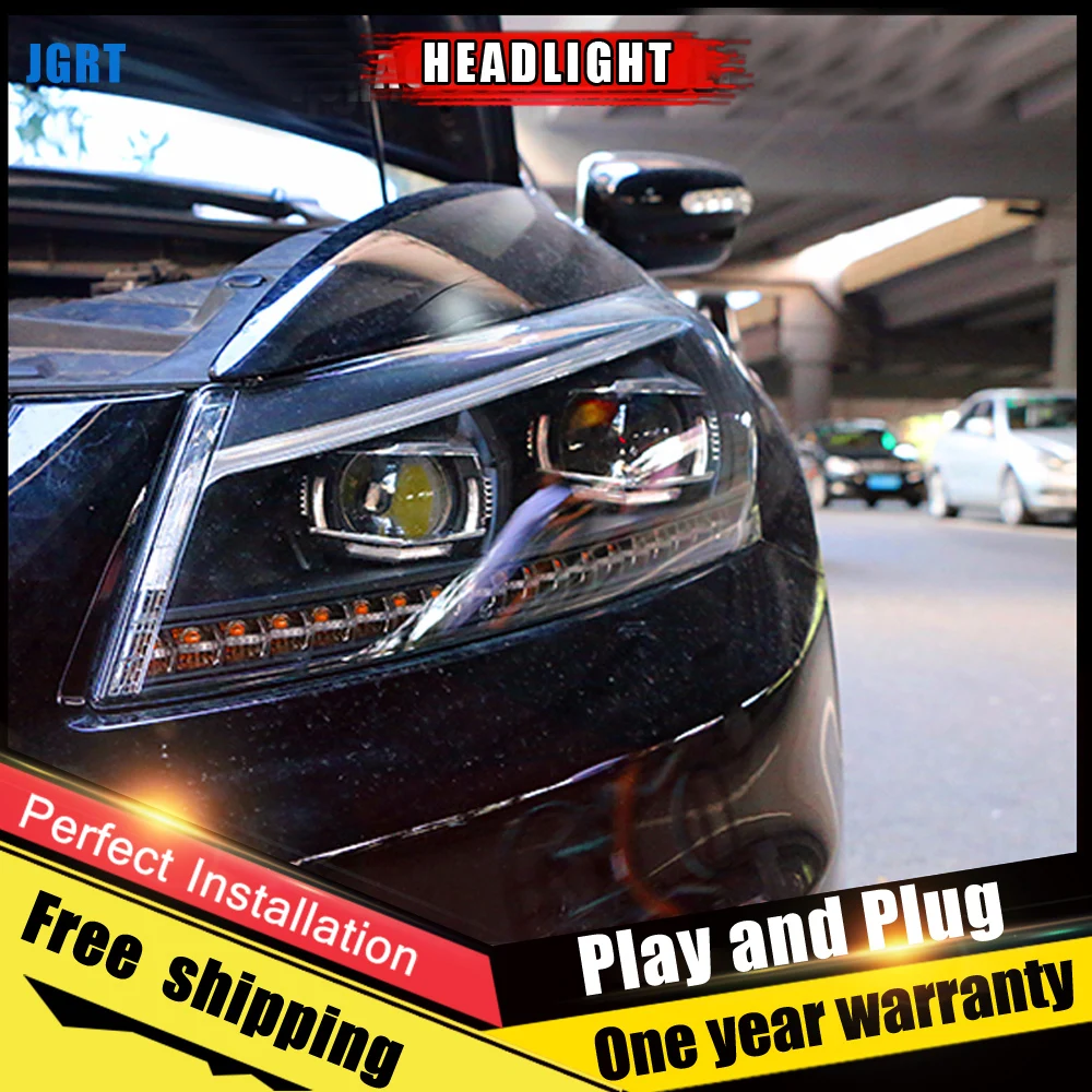 

2PCS Car Style LED headlight for Honda Accord 2008-2013 for Accord head lamp LED DRL Lens Double Beam H7 HID Xenon bi xenon lens