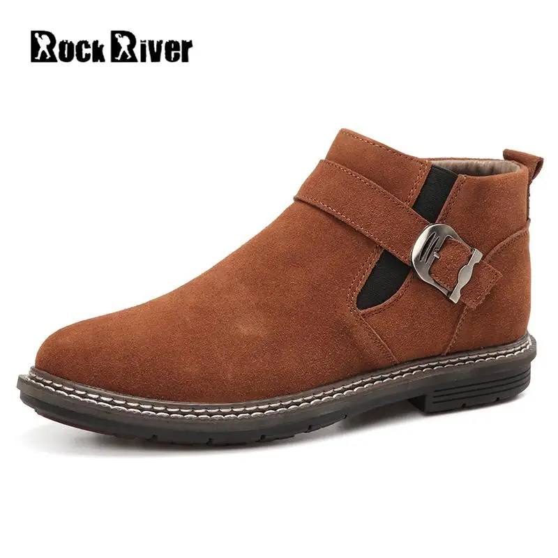 

Pig Suede Warm Plush Winter Shoes Men Winter Boots With Zipper Buckle Genuine Leather Fur Snow Boots Ankle Men Boots Dr Martins