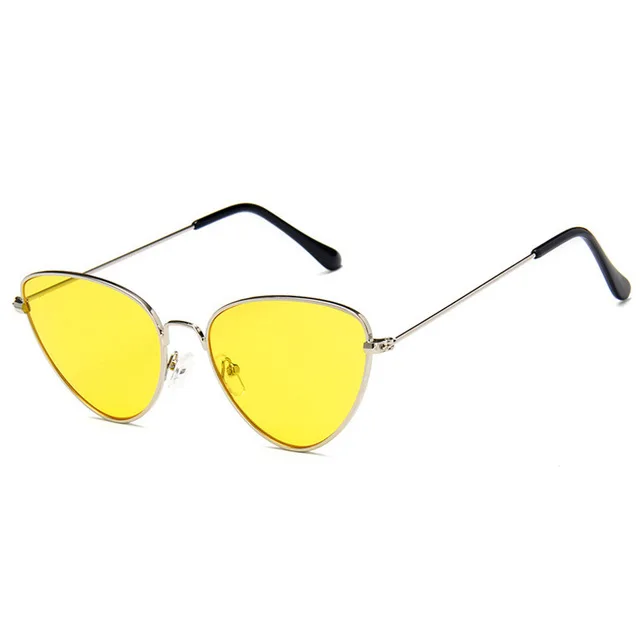 Модные дешевые металлические каркасы солнцезащитные очки Для женщин "кошачий глаз" Личность океан конфеты фильм женских солнцезащитных очков Для мужчин тенденции очки - Цвет линз: silvery yellow