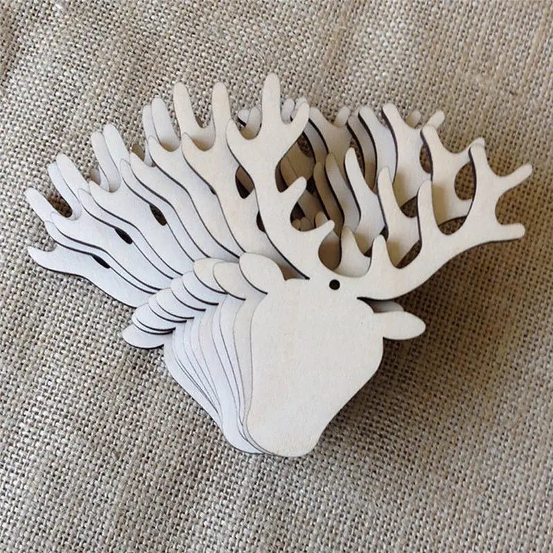 10pcs/Lot Carved Wood Snowflake Christmas Tree Hanging Ornament Tag Xmas Christmas Party Room DIY Craft Decor