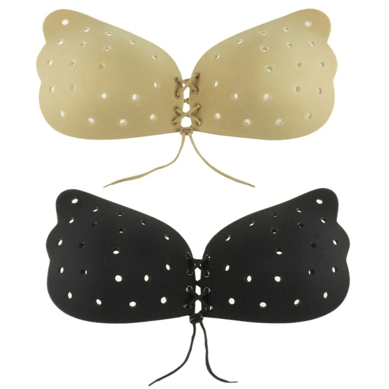 

Adhesive Sticky On Push Up Fly Bra Women's Invisible Silicone Bra Hollow Out Breathable Strapless Backless Seamless Bras Tops