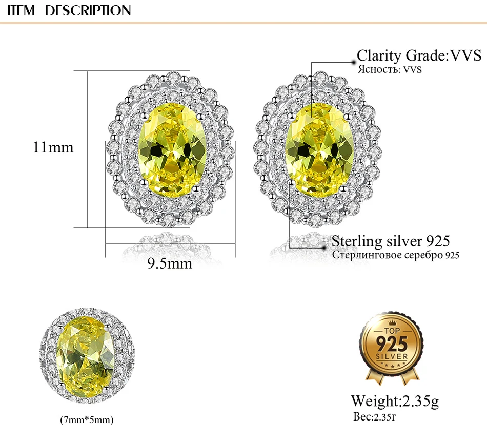 DR Роскошные Большие желтые овальные топазы, камень, серьги-гвоздики для женщин, 100% цветок, блестящие свадебные серьги, серебро 925, ювелирные