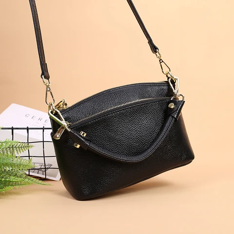 Bolsas de Couro Bolsa de Ombro Crossbody para Mulheres Designer de Senhoras 2019 do Sexo Feminino Macio Genuíno Mulheres Bolsa Preto Mensageiro Bolsas