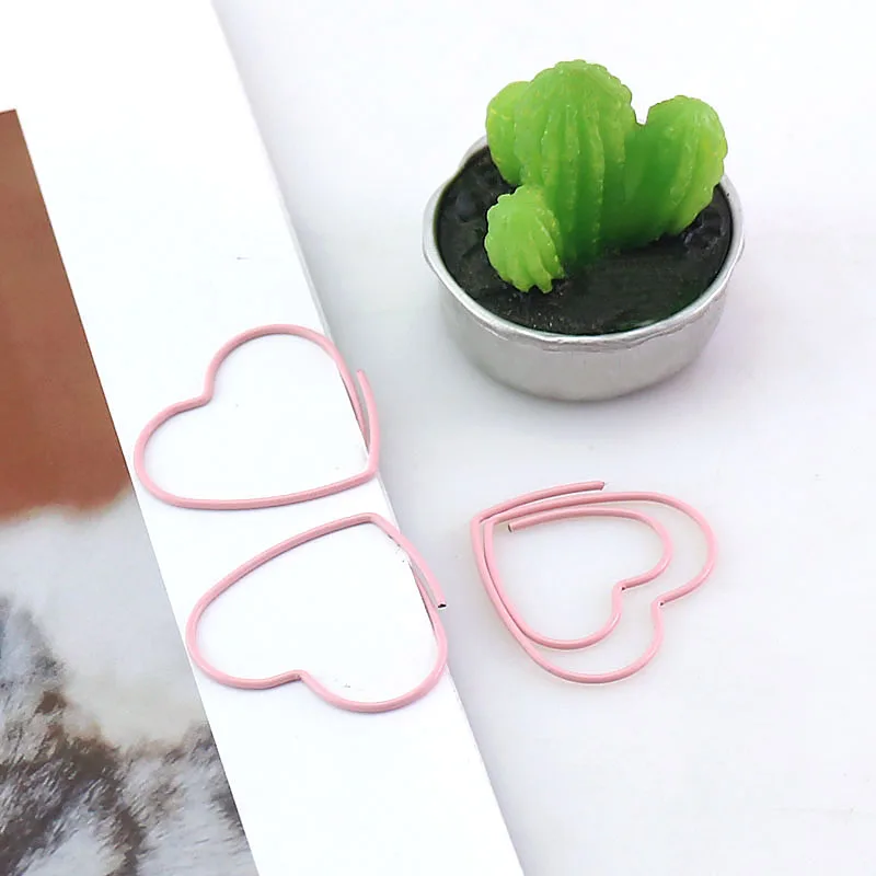 

25pcs/box New cute pink love heart design office school paper clips stationery,candy student bookmark
